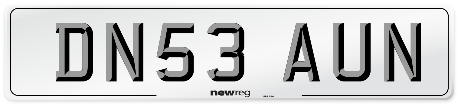 DN53 AUN Number Plate from New Reg